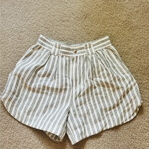 Madewell High Waist Striped Shorts - Gray and White
